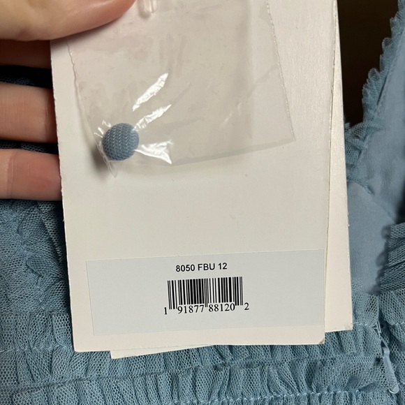 Mac Duggal 8050 Puff Sleeve Ruffle Aline Gown French Blue - Picture 11 of 12